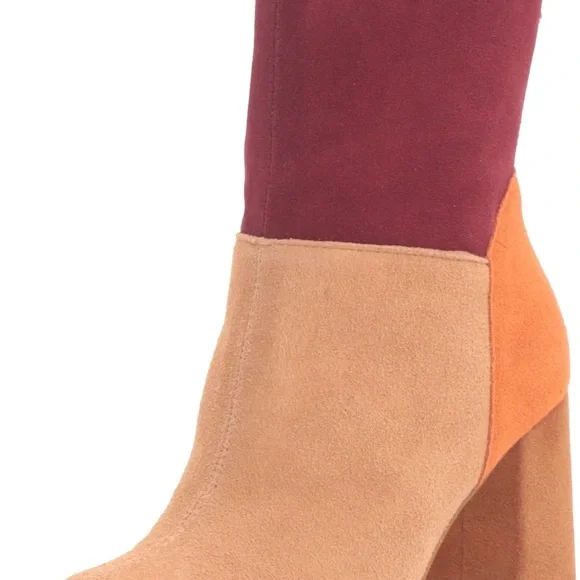 Chinese Laundry Classic Color Block Mod Mid Calf Boot, Camel Multi Suede so cool - Picture 12 of 15